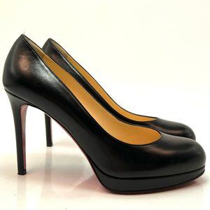 Christian Louboutin New Simple 100 Black Leather Heels 37
